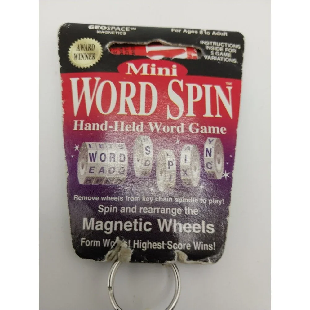 VTG Word Spin Hand-Held Word Game 1995 by Geospace Magnetics Mini Rare New